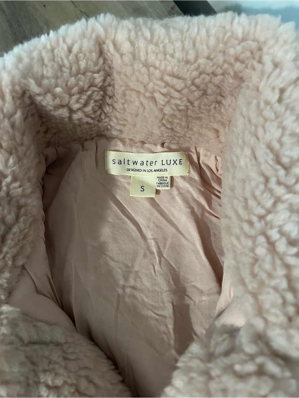 Saltwater Luxe Blush Pink Teddy Toggle Coat Sherpa Jacket Small NWOT - Picture 3 of 6